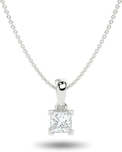 IGI Certified 1/4 to 3 Carat Princess Cut Lab Grown Diamond Square Pendant Necklace for Women in 14K Gold or 925 Sterling Silver (D-E-F/G-H, VS1-VS2, 0.25 to 3.00 cttw) 16-18 Inch Chain in Kuwait