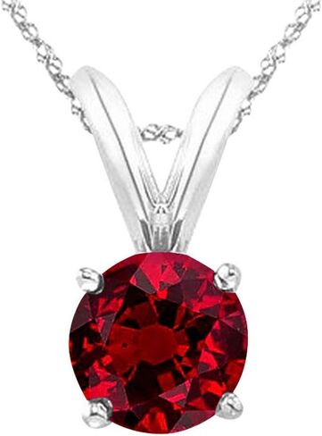 Houston Diamond District 1/2-5 Carat Round Ruby 4 Prong Pendant Necklace (AAA Quality) W/ 16" Silver Chain in Saudi Arabia