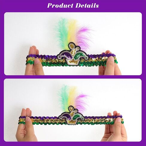 Savgkoyt Mardi Gras Costume Set with Sequins Tassel Skirt Feather Headband Sequins Mask Mardi Gras Outfit for Women Mardi Gras Masquerade Party Photo Props in Kuwait