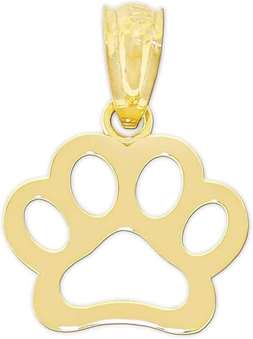 CA CHARMAMERICA Gold Dog Paw Charm Pendant - 10 Karat Solid Yellow Gold - Dog Paw Jewelry in Saudi Arabia