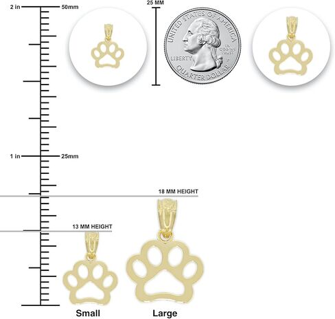 CA CHARMAMERICA Gold Dog Paw Charm Pendant - 10 Karat Solid Yellow Gold - Dog Paw Jewelry in Saudi Arabia