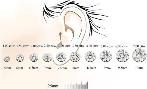 18k Gold Round Moissanite Stud Earrings (1 to 7ct TGW, H-I) Bezel-set, Screw-Back by Diamond Wish in Saudi Arabia