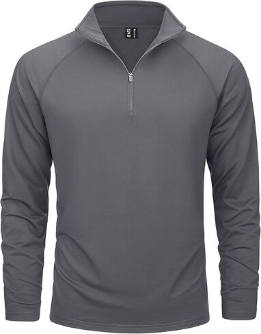 MAGCOMSEN Men's Athletic Shirts 1/4 Zip Long Sleeve Sweatshirts Fleece Lined Pullover Running Gym Workout Tops in Saudi Arabia