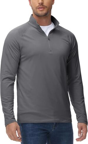 MAGCOMSEN Men's Athletic Shirts 1/4 Zip Long Sleeve Sweatshirts Fleece Lined Pullover Running Gym Workout Tops in Saudi Arabia