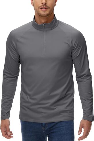 MAGCOMSEN Men's Athletic Shirts 1/4 Zip Long Sleeve Sweatshirts Fleece Lined Pullover Running Gym Workout Tops in Saudi Arabia