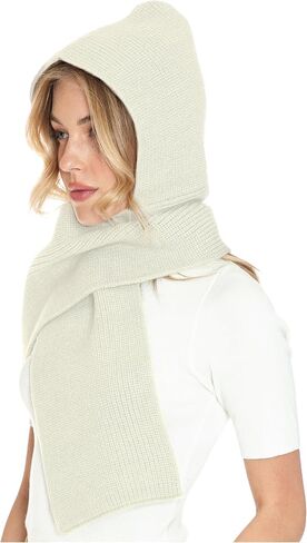 BASICO 5 Colors Knitted Hooded Scarf for Women Men Winter Balaclava - Cream White, Caramel, Light Grey, Heather Greay, Black in Saudi Arabia
