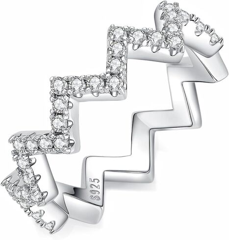 مويسانيتي كوخ 7 أحجار مويسانيتي خواتم الذكرى السنوية للنساء، 0.7 قيراط قطع مستديرة الماس 18 قيراط مطلية بالذهب الأبيض 925 الفضة الاسترليني نصف خواتم الزفاف الأبدية خاتم قابل للتكديس in Kuwait