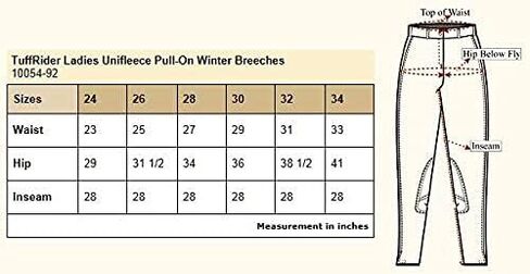 TuffRider Ladies Unifleece Pull On Winter Breeches, Black - Size 24 in Saudi Arabia