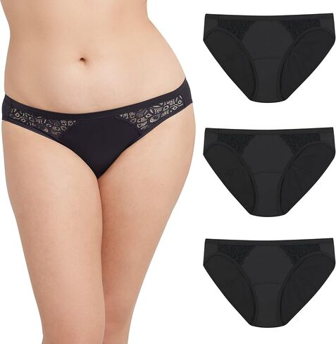 Maidenform Women's Moderate Absorbency Period Bikini Panties, Built-in Liner, Odor Guard, 3-Pack in Saudi Arabia