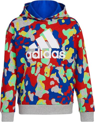 adidas Boys' Chop Pullover Hoodie, Grey Heather with Vivid Red, X-Large in Saudi Arabia