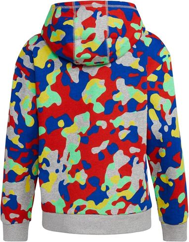adidas Boys' Chop Pullover Hoodie, Grey Heather with Vivid Red, X-Large in Saudi Arabia