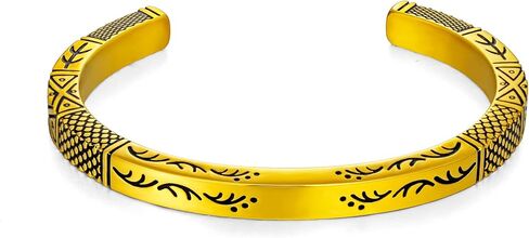 murtoo Viking Bracelets for Men, Stainless Steel Mens Open Cuff Bangle Bracelet, Handmade Carved Inspirational Bracelet Gift for Men Boys Him in Kuwait