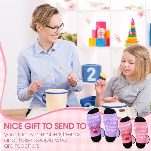 Panitay 20 Pairs Funny Teacher Socks Appreciation Gifts for Women Men, If You Can Read This Socks, Teacher Is off Duty Socks Bulk, Thank You Gift Ideal Crew Socks Teacher's Day Birthday, Bright Color in Saudi Arabia