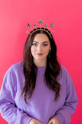 MOLOCH Mardi Gras Headband Glitter Mask Fleur De Lis Crown Hairband Carnival Costume Hair Accessory Gifts in Kuwait