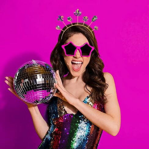 MOLOCH Mardi Gras Headband Glitter Mask Fleur De Lis Crown Hairband Carnival Costume Hair Accessory Gifts in Kuwait