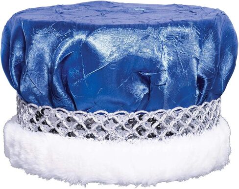 Anderson's Blue Crushed Satin Crown, Silver Sequin Band and Faux Fur, King Crown For Prom, Homecoming, School Dance, Costume, Party, Pageant, Event in Saudi Arabia