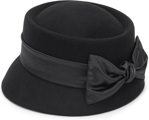 قبعة فطيرة لحم الخنزير الكلاسيكية - قبعة علوية مسطحة ذات حافة قصيرة للنساء والرجال مع شريط فيونكة in Kuwait