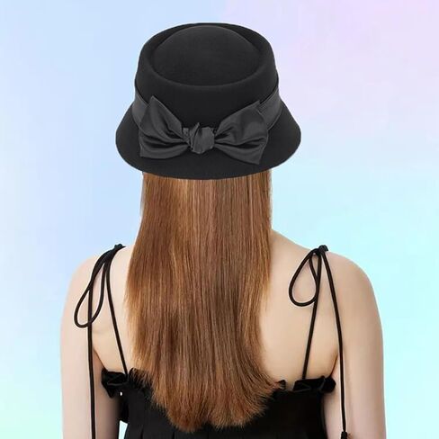 قبعة فطيرة لحم الخنزير الكلاسيكية - قبعة علوية مسطحة ذات حافة قصيرة للنساء والرجال مع شريط فيونكة in Kuwait