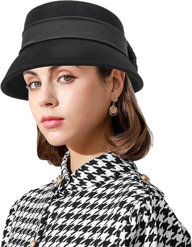 قبعة فطيرة لحم الخنزير الكلاسيكية - قبعة علوية مسطحة ذات حافة قصيرة للنساء والرجال مع شريط فيونكة in Kuwait