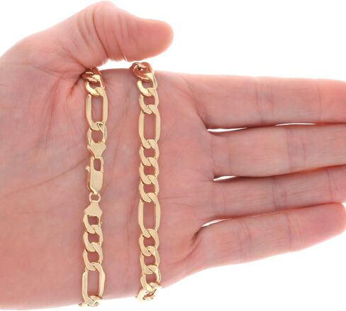 Nuragold 10k الذهب الأصفر 9 مم فيجارو سلسلة ربط سوار، مجوهرات رجالي مشبك جراد البحر 7 "7.5" 8 "8.5" 9" in Saudi Arabia