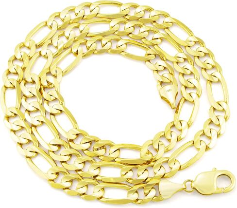 Nuragold 10k الذهب الأصفر 9 مم فيجارو سلسلة ربط سوار، مجوهرات رجالي مشبك جراد البحر 7 "7.5" 8 "8.5" 9" in Saudi Arabia