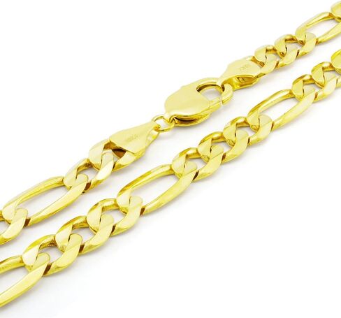 Nuragold 10k الذهب الأصفر 9 مم فيجارو سلسلة ربط سوار، مجوهرات رجالي مشبك جراد البحر 7 "7.5" 8 "8.5" 9" in Saudi Arabia