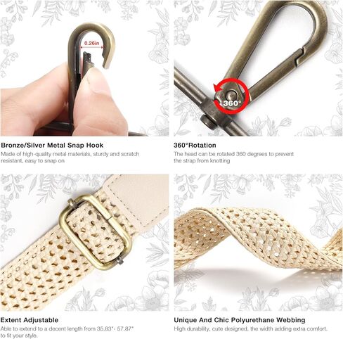 OVOEAGLET Purse Strap Replacement Adjustable Bag Strap Crossbody Strap Wide Shoulder Strap Handbag Strap (openwork pattern silver buckle) in Kuwait