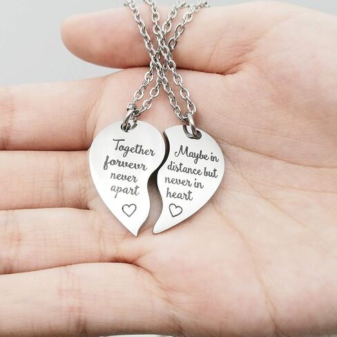 RAMESON 2 قطعة قلادة BFF هدية أفضل أصدقاء إلى الأبد دائمًا ملاك معًا إلى الأبد أبدًا لا تفرق لغز القلب قلادة مجموعة من 2 هدية الصداقة مجوهرات مصنوعة يدويًا له ولها in Kuwait