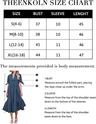 Theenkoln Womens Casual Midi Dress: Short Sleeve V-Neck Empire Waist Gingham Spring Fashion Long Trendy Tiered Formal Dresses in Saudi Arabia