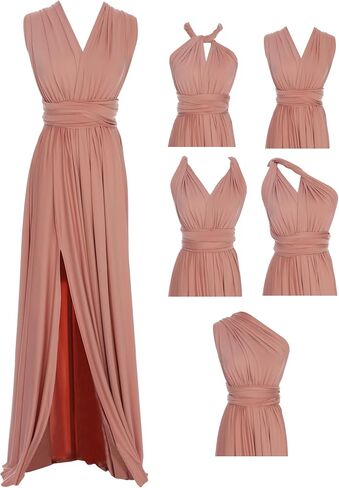 Edaydress فستان كامل الطول مع أكثر من 100 طراز متعدد الطرق لف فساتين وصيفة العروس قابلة للتحويل بفتحة لا متناهية in Kuwait