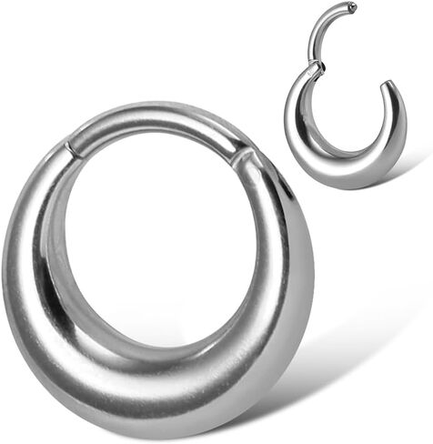 MOQIKAKA16G 8mm Septum Rings Hoops - Stainless Steel Segment Nose Rings Hoops for Women Men Hinged Segment Nose Helix Cartilage Clicker Hoop Earrings for Daith Rook Tragus Piercing Rings for Women Men in Saudi Arabia