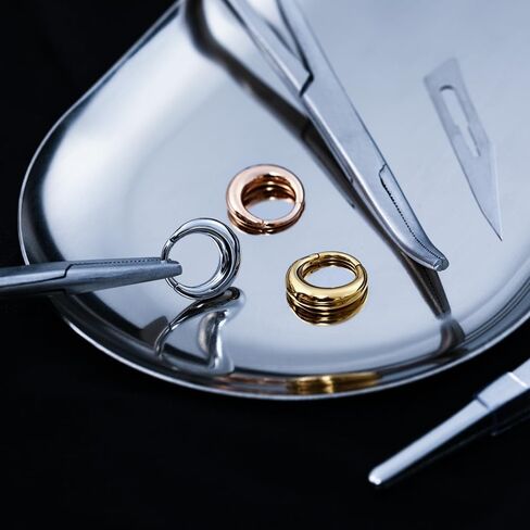 MOQIKAKA16G 8mm Septum Rings Hoops - Stainless Steel Segment Nose Rings Hoops for Women Men Hinged Segment Nose Helix Cartilage Clicker Hoop Earrings for Daith Rook Tragus Piercing Rings for Women Men in Saudi Arabia
