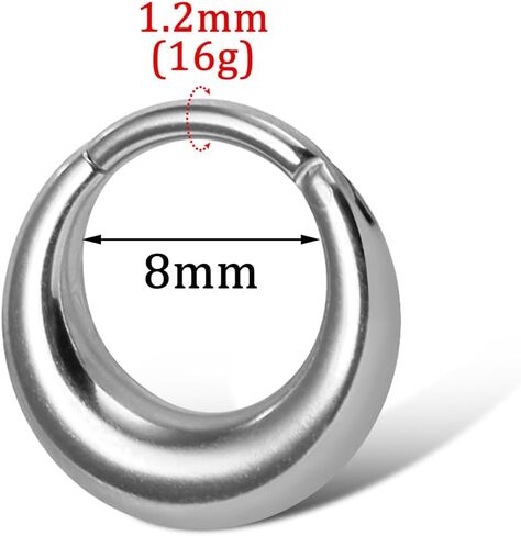 MOQIKAKA16G 8mm Septum Rings Hoops - Stainless Steel Segment Nose Rings Hoops for Women Men Hinged Segment Nose Helix Cartilage Clicker Hoop Earrings for Daith Rook Tragus Piercing Rings for Women Men in Saudi Arabia
