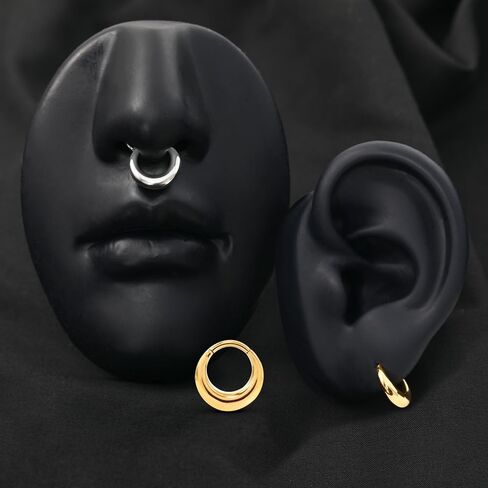 MOQIKAKA16G 8mm Septum Rings Hoops - Stainless Steel Segment Nose Rings Hoops for Women Men Hinged Segment Nose Helix Cartilage Clicker Hoop Earrings for Daith Rook Tragus Piercing Rings for Women Men in Saudi Arabia