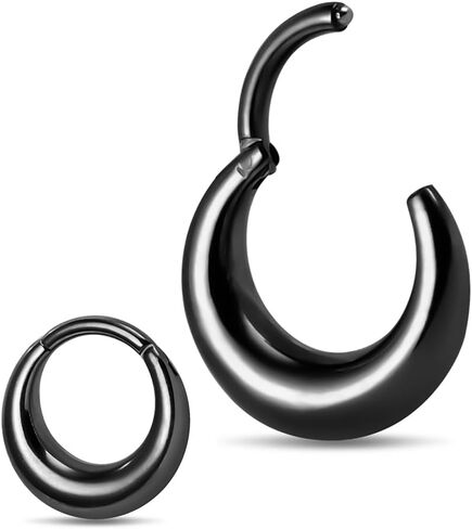 MOQIKAKA16G 8mm Septum Rings Hoops - Stainless Steel Segment Nose Rings Hoops for Women Men Hinged Segment Nose Helix Cartilage Clicker Hoop Earrings for Daith Rook Tragus Piercing Rings for Women Men in Saudi Arabia