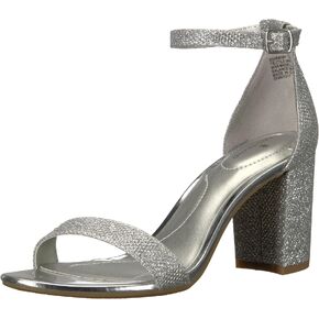 Bandolino Women's Armory Heeled Sandal, Silver Fabric 041, 8.5