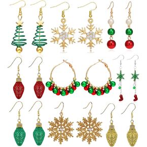 Christmas Earrings for Women Christmas Tree JingleBall Snowflake Bow Flower Dangle Earrings Holiday Earrings for Girls in Saudi Arabia