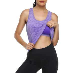 Miusey Muscle Tank تجريب أعلى Racerback بنيت في حمالة صدر مبطنة للنساء الصيف عارضة، السيدات بلا أكمام رياضية اليوغا الصالة الرياضية الجري المشي لمسافات طويلة فضفاضة تناسب الرطوبة فتل الملابس Activewear الأرجواني S in Kuwait