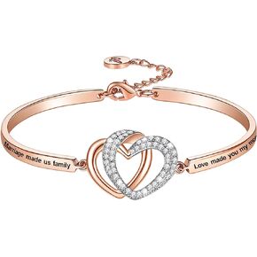 Aihitero Christmas Mother/Daughter/Sister in Law Gift, ‘Marriage Made Us Family Love Made You My Mom/Daughter/Sister’ Bangle Bracelet, Women Girls Wedding Jewelry, Birthday Xmas Present for Step Sis in Kuwait
