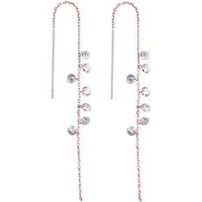 SLUYNZ 925 Sterling Silver Sparkling CZ Droplet Dangle Earrings for Women Teen Girls Elegant Long Threader Earrings
