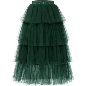 تنورة Timormode النسائية من التول، تنورة طويلة بطول الشاي، تنورة متدرجة بخصر مطاطي، تنانير توتو لحفلات العودة للوطن in Kuwait