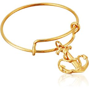 Alex and Ani Expandable Wire Ring, Anchor, 14k Stackable Ring, Size 7-9