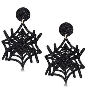 Halloween Earrings Glitter Spider Web Pumpkin Drop Earring for Women Girls Gothic Earrings Studs Halloween Jewelry for Party Cosplay