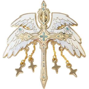 Vivificenca angel pins for women Beautiful Art deco brooches with chains and stars,white wings christian lapel pin,religion lapel pins for men suit nun brooches women giant brooches and pins jelwery fashion,beautiful cross Brooches pins sweater/suit/vest/ in Saudi Arabia