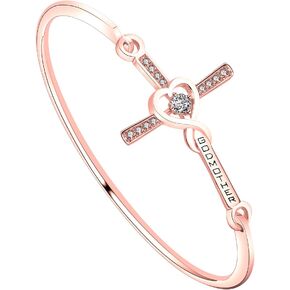 WUSUANED Infinity Love Heart Cross Bracelet Religious Jewelry For Godmothers Baptism Gift For Godmother