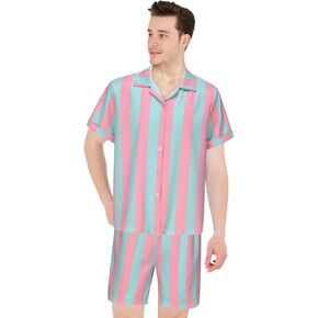 RAAIBB Ken Costume Men Adult 2023 Movie Cosplay Suit Striped Shirt Shorts Beach Vacation Outfit Halloween Costumes in Kuwait