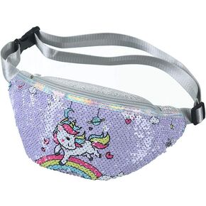 Girl’s Unicorn Fanny Pack - Cute Kids Travel Waist Bag - Crossbody Belt Bag Sport Running Camping Trip - Christmas Gift for Girls