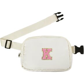 Initial Letter Fanny Pack Crossbody Bags for Women Teen Girl Gifts Trendy Stuff Preppy Belt Bag Travel Cross Body Purse with Inner Pockets and Adjustable Strap Cute Birthday Gift (Pink A) in Saudi Arabia