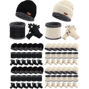 Suhine 36 Pcs Mens Womens Winter Beanie Hat Scarf Gloves Set Fleece Lined Knit Hats Touch Screen Circle Scarves Neck Warm Cap Neck Warmer Touch Screen Gloves Set for Men Women in Kuwait