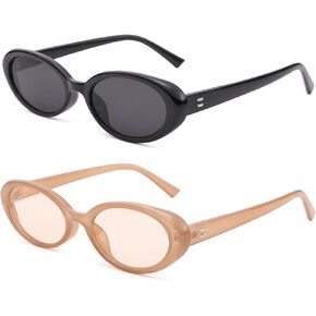 Melpomenia Retro Oval Sunglasses for Women Men Vintage Small Frame Sun Glasses 90s Style Shades